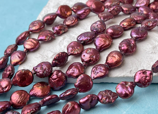 8-9 mm Fuchsia Pink Coin Freshwater Pearls Genuine Red Coin Freshwater Pearl B Grade #P2716