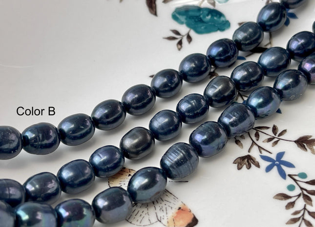 10x11 mm Dark Green Blue Color Freshwater Pearls Rice/Oval Shape Pearl Beads Genuine Large Freshwater Pearls #P2719
