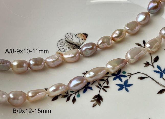 8x9-10 mm AAAA Natural Mauve Pink Color Rice Nugget Freshwater Pearl Beads Genuine High Luster And Smooth Freshwater Pearls #P2718