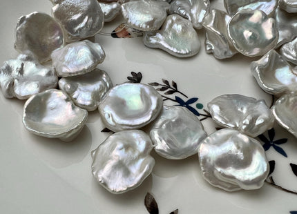 13-15 mm AAA Natural White Corn Flake Keshi Freshwater Pearls Top Drilled High Luster Flat Keshi Pearl Beads #351