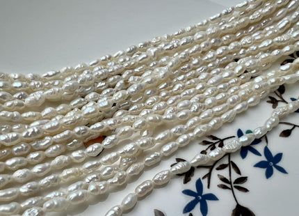 2.5-3x5mm Natural White Keshi Rice Nugget Freshwater Pearl Beads Genuine Freshwater Tiny Keshi Nugget Pearls #P2726