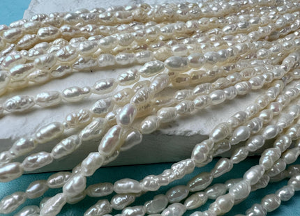 2.5-3x5mm Natural White Keshi Rice Nugget Freshwater Pearl Beads Genuine Freshwater Tiny Keshi Nugget Pearls #P2726