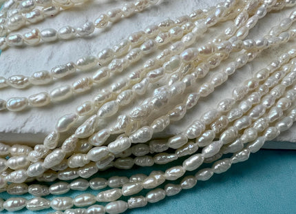 2.5-3x5mm Natural White Keshi Rice Nugget Freshwater Pearl Beads Genuine Freshwater Tiny Keshi Nugget Pearls #P2726