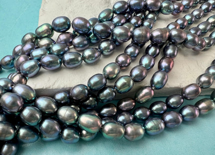 6-7x7-9 mm AAA Blue Rainbow Peacock Color Rice Freshwater Pearls Genuine High Luster Peacock Rice Freshwater Pearls #P2720