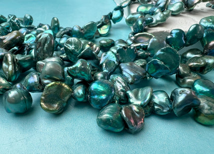 8-9x10 mm AAA Rare High Luster Teal Green Color Keshi Freshwater Pearl Beads Genuine Top Drilled Green Keshi Dancing Pearl Beads #P2725