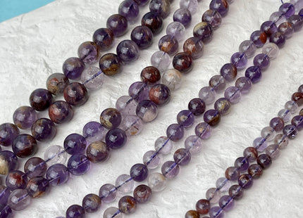 WHOLESALE 4mm 6mm 7.5mm 8mm 10mm 12mm AAA Smooth Round Top Quality Natural Super Seven Gemstone Natural Color Cacoxenite Amethyst #2214