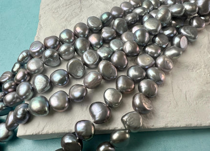 9-10 mm AAAAA Silver Gray Freshwater Pearl Nugget Beads, Gray Cultured Freshwater Pearls, Genuine Gray Pearls #122