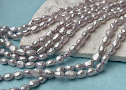 4-5x6-7 mm Lilac Rice/Oval Nugget Freshwater Pearl Beads Genuine High Luster Freshwater Pearl Nuggets 61 Beads #P2734