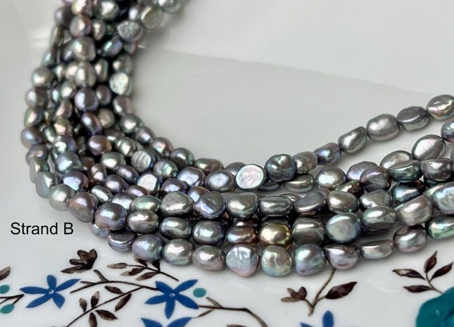 4-5x6-7 mm AA Peacock Rice/Oval Nugget Freshwater Pearl Beads Genuine Freshwater Pearl Nuggets 61 Beads #P2736