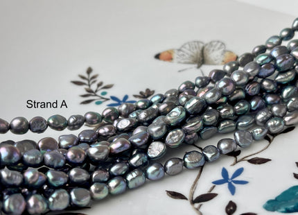 4-5x6-7 mm AA Peacock Rice/Oval Nugget Freshwater Pearl Beads Genuine Freshwater Pearl Nuggets 61 Beads #P2736