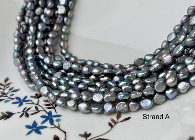 4-5x6-7 mm AA Peacock Rice/Oval Nugget Freshwater Pearl Beads Genuine Freshwater Pearl Nuggets 61 Beads #P2736