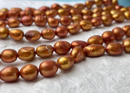 7-8x9-12 mm Orange Gold Color Baroque Freshwater Pearl Beads Genuine Freshwater Pearls #P2735