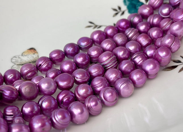 9-10mm Potato Shape Freshwater Pearl Beads Purple Color Genuine Culture Freshwater Pearl 45 Beadss #P2737