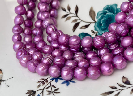 9-10mm Potato Shape Freshwater Pearl Beads Purple Color Genuine Culture Freshwater Pearl 45 Beadss #P2737