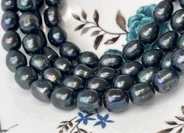 10-11x12-13 mm Dark Prussian Blue Color Freshwater Pearls Rice/Oval Shape Pearl Beads Genuine Large Freshwater Pearls #P2738