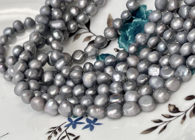 7-8 mm Matte Dark Gray Color Potato Nugget Freshwater Pearl Beads Genuine Gray Color Freshwater Pearl Nuggets #P2740