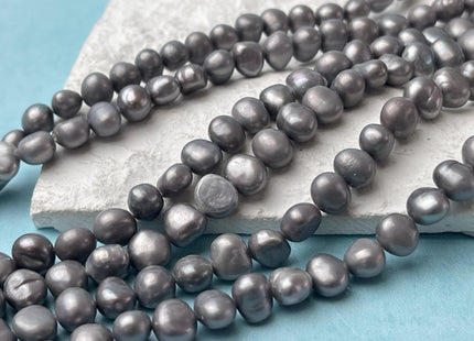 7-8 mm Matte Dark Gray Color Potato Nugget Freshwater Pearl Beads Genuine Gray Color Freshwater Pearl Nuggets #P2740