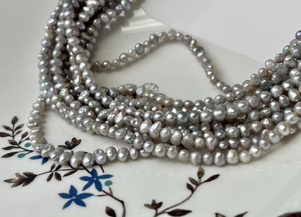 3-4 mm Gray Color Potato Nugget Freshwater Pearl Beads Genuine Freshwater Pearls Tiny Gray Nugget Seed Beads #P2741