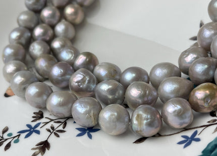11-13 mm Gray Color Baroque Freshwater Pearl Beads Genuine Baroque Edison Pearls 30 Pieces B Grade #P2739