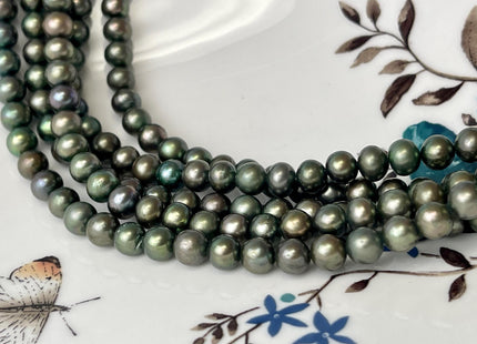 6 mm AA Olive Green Color Round Freshwater Pearl Beads Genuine Round Pearl 72 Beads #P2742