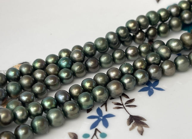 6 mm AA Olive Green Color Round Freshwater Pearl Beads Genuine Round Pearl 72 Beads #P2742