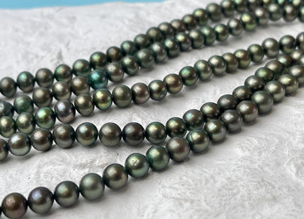 6 mm AA Olive Green Color Round Freshwater Pearl Beads Genuine Round Pearl 72 Beads #P2742