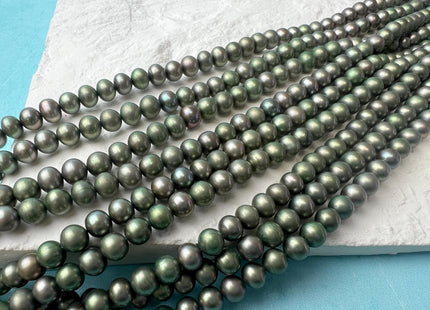 5-5.5 mm AA Dark Green With Slight Gray Color Round/Potato Freshwater Pearl Beads Genuine Round Peaarl #P2686