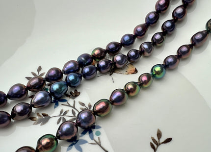 8x9-10 mm AAA Rainbow Peacock Edison Baroque Freshwater Pearl Tear Drop Shape Bead Genuine High Luster Top Quality Edison Pearls #P2688