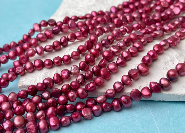 4-5 mm Fuchsia Pink Color Potato Nugget Freshwater Pearl Beads Genuine Tiny Freshwater Pearls #P2745