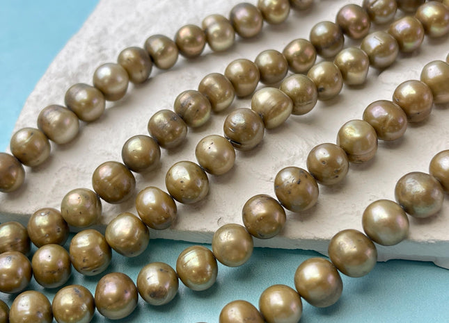 9.5-10mm Copper Gold Freshwater Pearl Beads Genuine Potato Freshwater Pearls B Grade #P2746