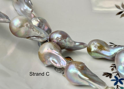 One-Of-A-Kind 17x32-21x37 mm AAA Very Rare HUGE Baroque Freshwater Pearl Beads Genuine Natural Mauve Pink Freshwater Baroque Pearls #1666