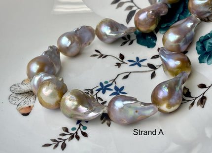 One-Of-A-Kind 17x32-21x37 mm AAA Very Rare HUGE Baroque Freshwater Pearl Beads Genuine Natural Mauve Pink Freshwater Baroque Pearls #1666