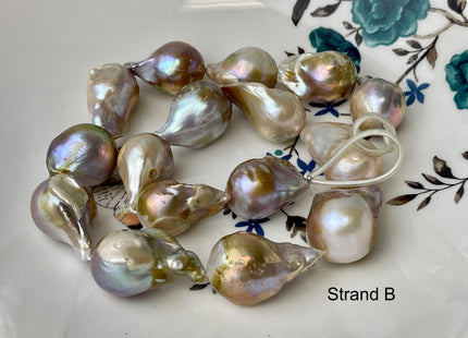 One-Of-A-Kind 17x32-21x37 mm AAA Very Rare HUGE Baroque Freshwater Pearl Beads Genuine Natural Mauve Pink Freshwater Baroque Pearls #1666