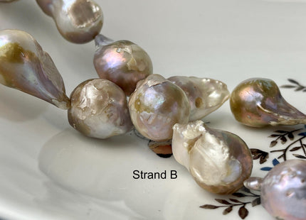 One-Of-A-Kind 17x32-21x37 mm AAA Very Rare HUGE Baroque Freshwater Pearl Beads Genuine Natural Mauve Pink Freshwater Baroque Pearls #1666