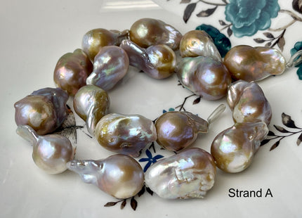 One-Of-A-Kind 17x32-21x37 mm AAA Very Rare HUGE Baroque Freshwater Pearl Beads Genuine Natural Mauve Pink Freshwater Baroque Pearls #1666