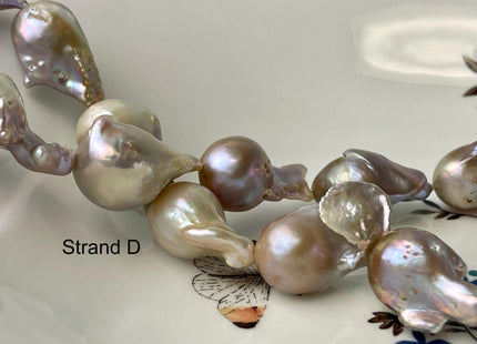 One-Of-A-Kind 17x32-21x37 mm AAA Very Rare HUGE Baroque Freshwater Pearl Beads Genuine Natural Mauve Pink Freshwater Baroque Pearls #1666