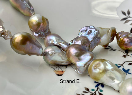 One-Of-A-Kind 17x32-21x37 mm AAA Very Rare HUGE Baroque Freshwater Pearl Beads Genuine Natural Mauve Pink Freshwater Baroque Pearls #1666