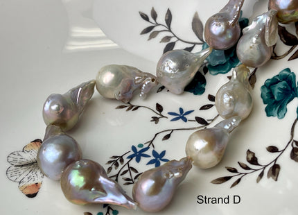 One-Of-A-Kind 17x32-21x37 mm AAA Very Rare HUGE Baroque Freshwater Pearl Beads Genuine Natural Mauve Pink Freshwater Baroque Pearls #1666