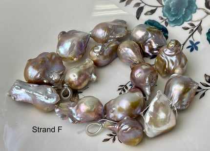 One-Of-A-Kind 17x32-21x37 mm AAA Very Rare HUGE Baroque Freshwater Pearl Beads Genuine Natural Mauve Pink Freshwater Baroque Pearls #1666