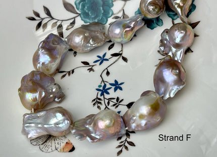 One-Of-A-Kind 17x32-21x37 mm AAA Very Rare HUGE Baroque Freshwater Pearl Beads Genuine Natural Mauve Pink Freshwater Baroque Pearls #1666