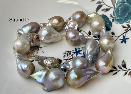 One-Of-A-Kind 17x32-21x37 mm AAA Very Rare HUGE Baroque Freshwater Pearl Beads Genuine Natural Mauve Pink Freshwater Baroque Pearls #1666