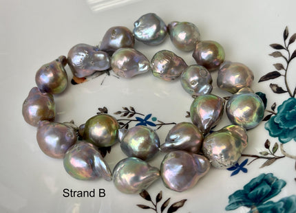 14x17-17x22 mm AA Natural Color W/Gold Sheen Baroque Pearl Genuine Baroque Pearl 21 Beads #P2744