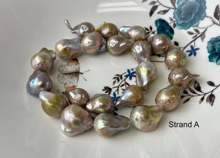 14x17-17x22 mm AA Natural Color W/Gold Sheen Baroque Pearl Genuine Baroque Pearl 21 Beads #P2744