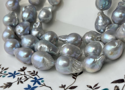 14-17x20 mm AA Jumbo Gray Baroque Freshwater Pearl Beads Cultured Gray Baroque Genuine Freshwater Baroque Pearls 18-20 Beads #P2747