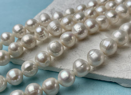 10.5-11 mm Natural White Potato Shape Freshwater Pearl Beads Genuine Natural Pearl #P2748
