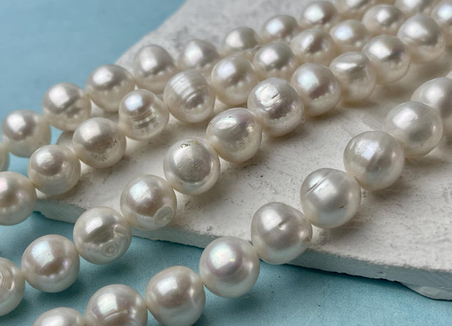 10.5-11 mm Natural White Potato Shape Freshwater Pearl Beads Genuine Natural Pearl #P2748