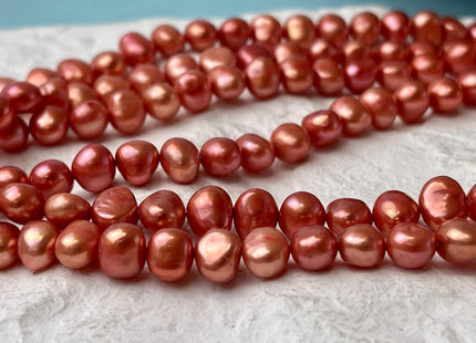 7-8 mm AA Orange Pink Color Potato Nugget Freshwater Pearl Beads Genuine High Luster Freshwater Pearls #P2749
