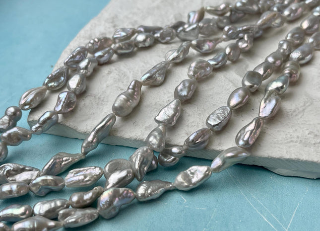 6x12-15 mm AAA Gray Color Keshi Nugget Freshwater Pearl Beads Very Rare Genuine Freshwater High Luster Tiny Keshi Rice Nugget Pearls #P2694