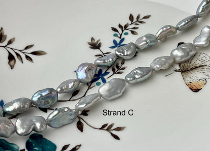 6 -9x12-15 mm AA Gray Color Keshi Rice Nugget Freshwater Pearl Beads Very Rare Genuine Freshwater Silver Gray Keshi Nugget Pearls #P2696