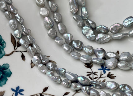 6 -9x12-15 mm AA Gray Color Keshi Rice Nugget Freshwater Pearl Beads Very Rare Genuine Freshwater Silver Gray Keshi Nugget Pearls #P2696